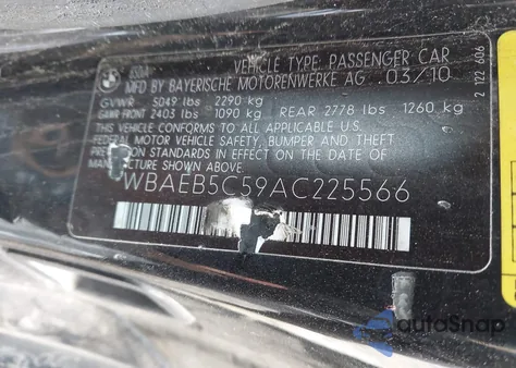 2010 BMW 650 I z USA, uszkodzony, nr VIN WBAEB5C59AC225566